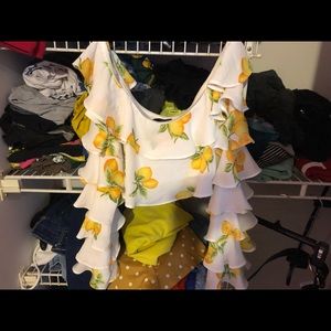 adorable lemon ruffle crop top